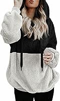 Vista 1 de VREWARE Sudaderas con capucha con cremallera para mujer, de gran tamaño, casual, sherpa, de vellón, con bolsillo, para exteriores