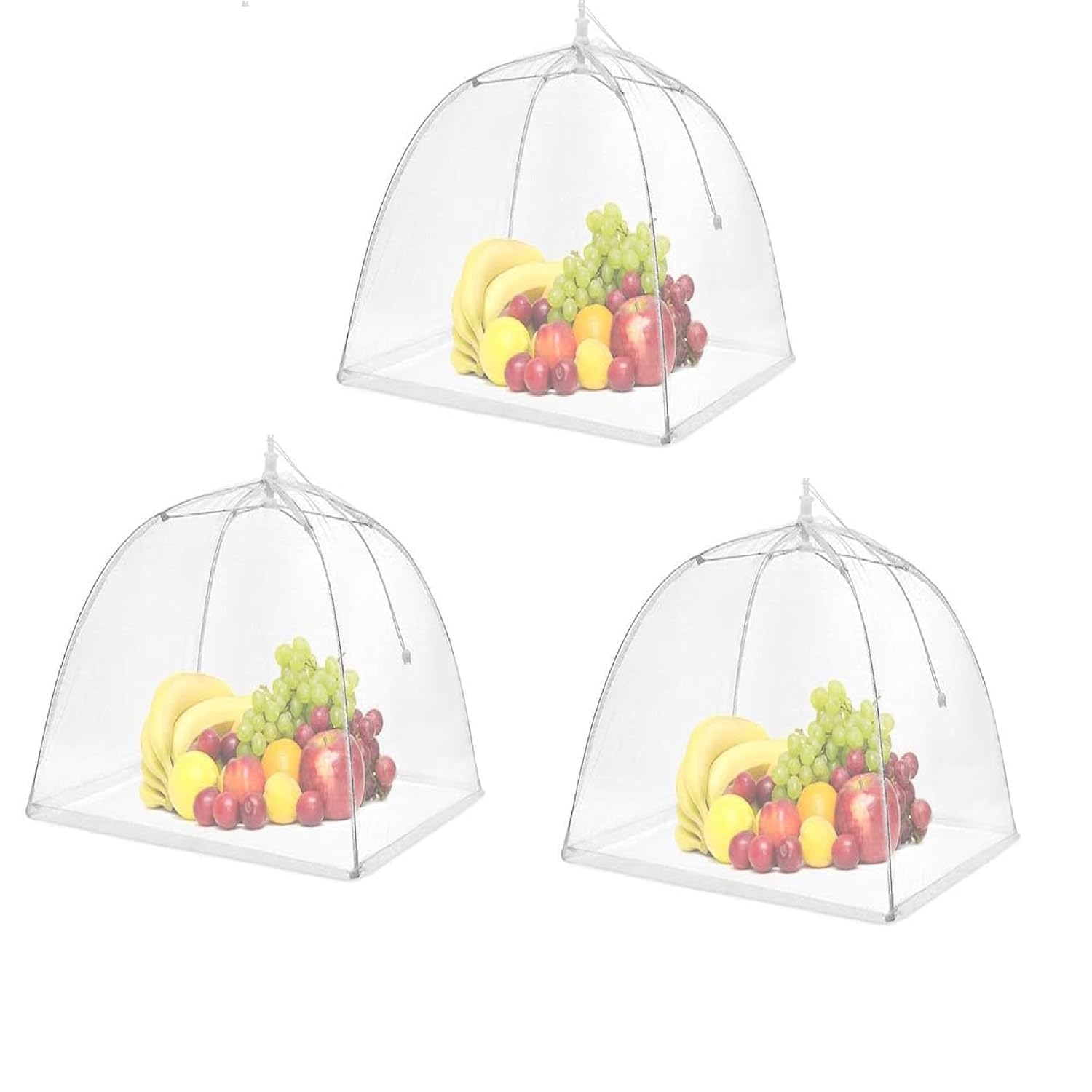 LeafLoom Food Cover Tents, 3 Pack 17 inch Pop-Up Mesh Food Covers Tent Umbrella, Reusable and Collapsible Screen Net Protectors for Outdoors Parties Picnics BBQs Keep Out Flies Bugs (PACK OF 3)-image-24