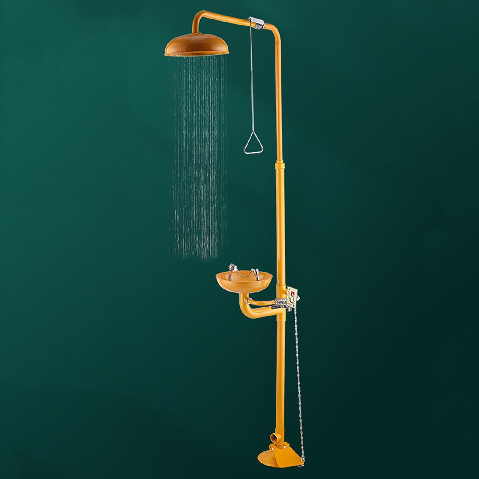 Station de Lavage oculaire et de Douche de sécurité d'urgence, en Acier Inoxydable revêtu d'ABS avec pédale, pour Une Utilisation en extérieur dans Les usines et Les laboratoires,Yellow