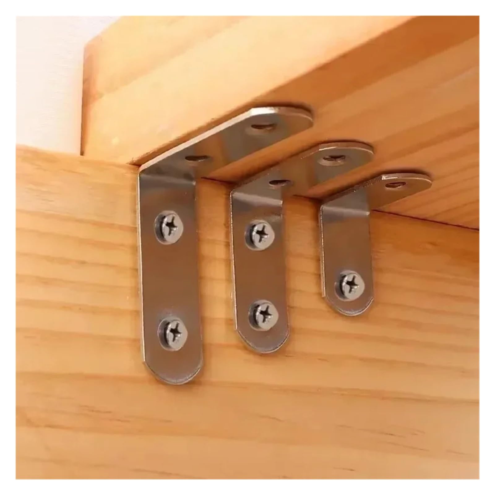 Codice angolare a forma di L in acciaio inossidabile Staffe giunzione da 90 gradi Connettori angolari for armadietti for mobili Supporto for porta dello scaffale con vite(20 Sets-16x40mm)