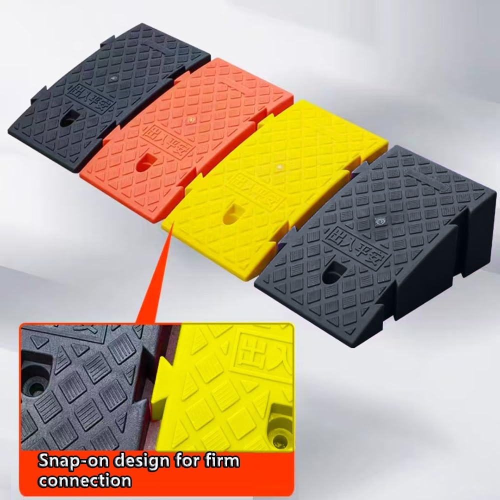 Rampa krawężnikowa, rampa podjazdowa, Małe rampy podjazdowe Gumowe wejściowe do drzwi 3" 5" 7" schodów samochodowych Garaż(Rosso,25x27x7 cm)