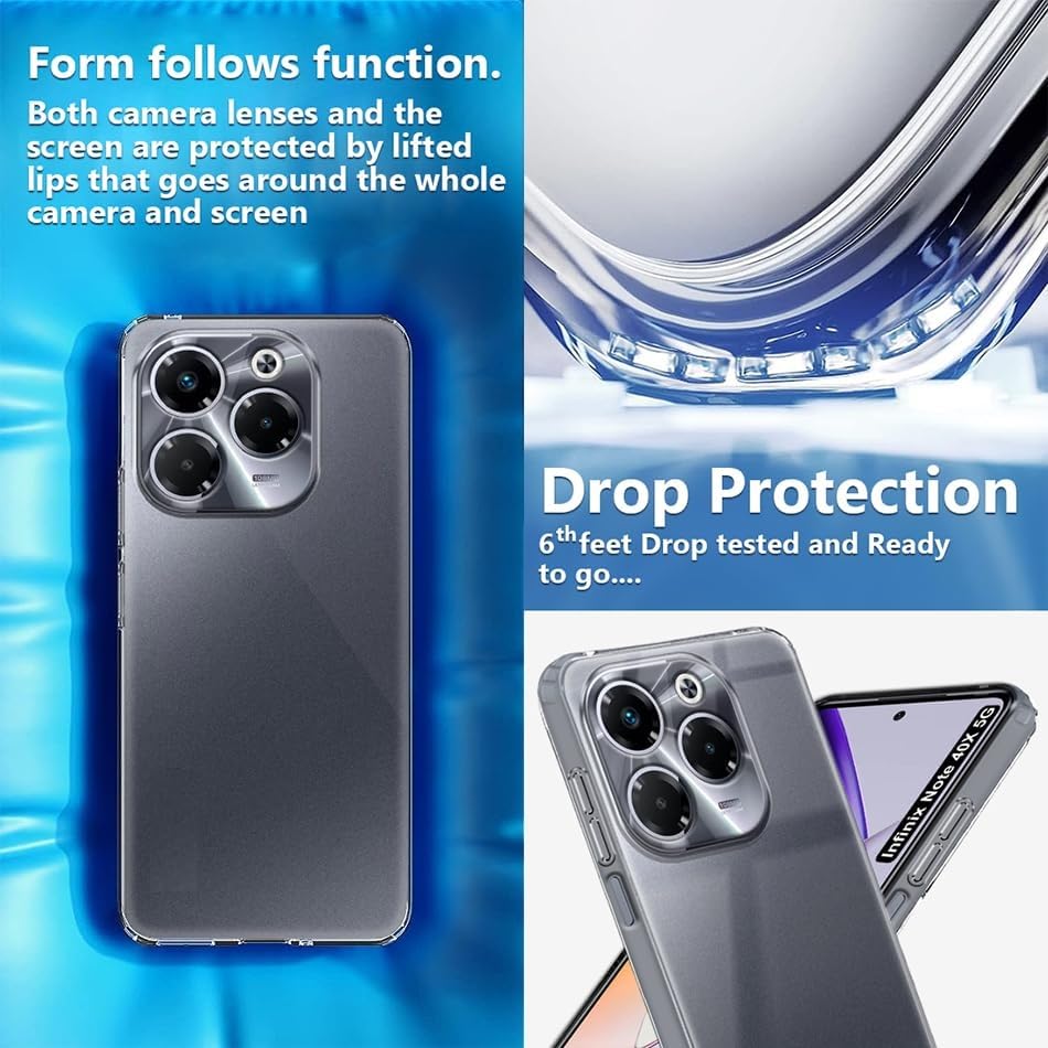 Image of COVERBLACK Flexible Rubber Case Back Cover for Compatible Model with Infinix X6838 / Note 40X 5G - Transparent