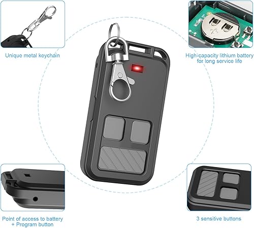 Miniatura 5 de 890MAX - Control remoto para abrepuertas de garaje para LiftMasterChamberlainCraftsman, control remoto universal de 3 botones para abrir puertas de