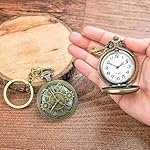 Seven-Square-Premium-Pocket-Watch-Gear-Machine-Antique-Key-Chain-Vintage-Bronze-Analog-Pocket-Watch-Stainless-Steel-Metal-Car-Bike-Home-Keychain-with-Key-Ring-Anti-Rust-Gift-for-Men-Women
