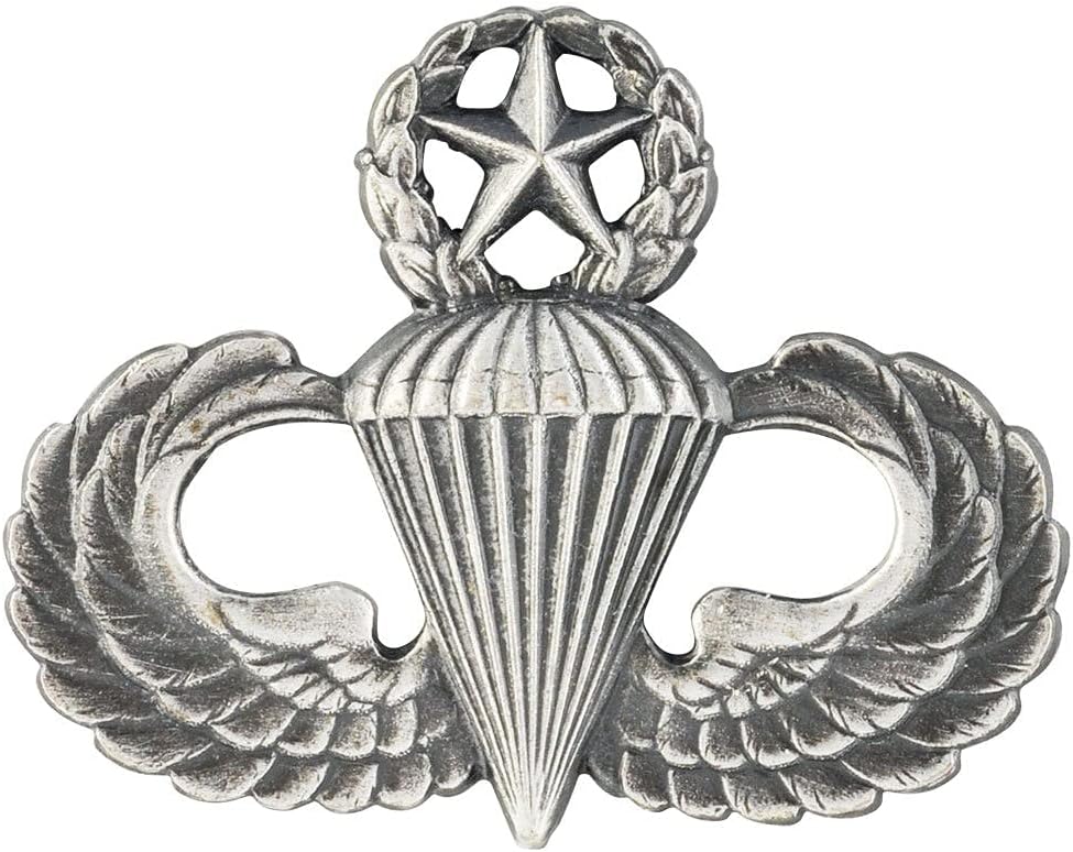 Army Master Parachute Badge Full Size Sil/Ox