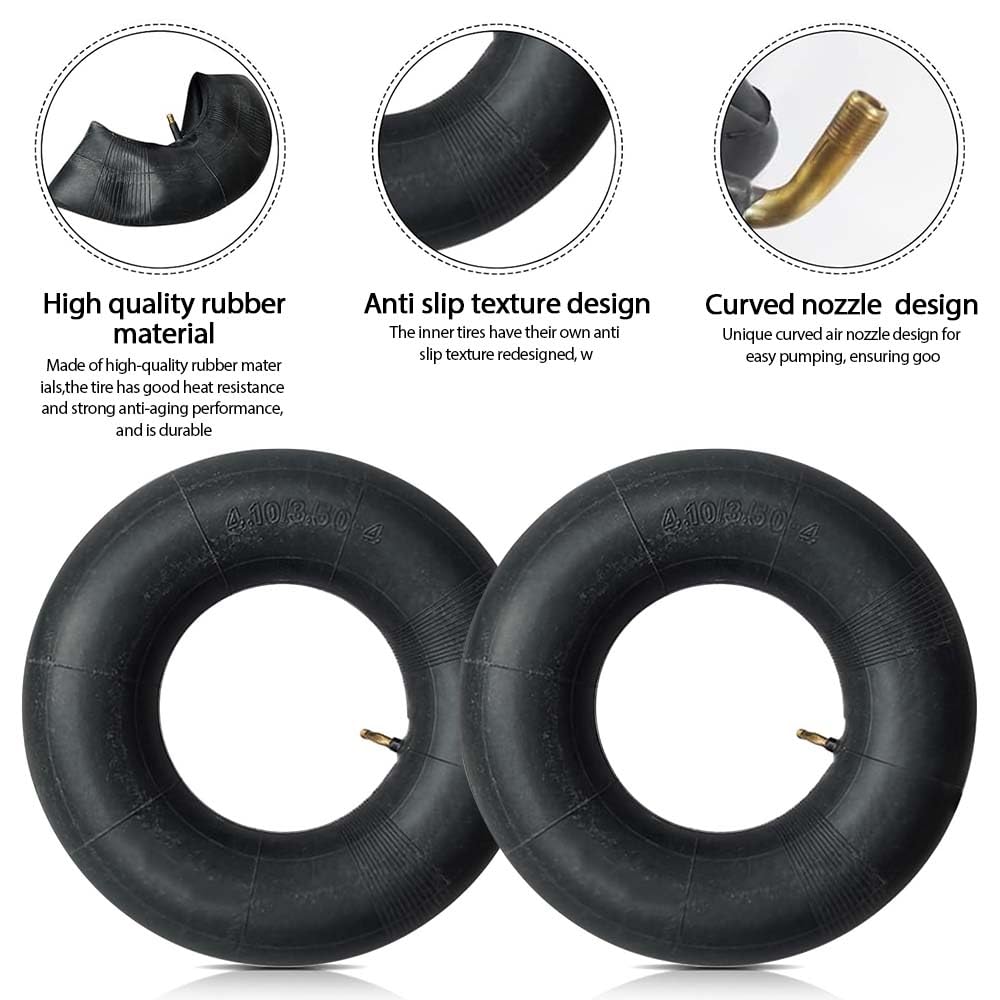 2 Pcs 4.10/3.50-4 Inner Tubes, Heavy Duty Replacement Tire Tube, Wheelbarrow Tires for Wheelbarrow Garden Carts Lawn Mowers Unicycles and More — view 5