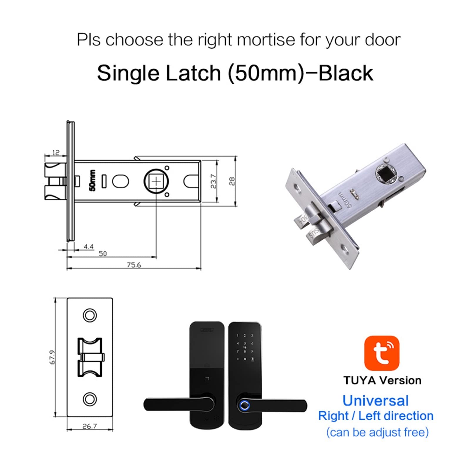 Security Smart Lock, Blocco biometrico dell'impronta Digitale Tuya, fechadura eletronica Digital cerradura Inteligente Serratura della Porta della casa Intelligente Resistente e Sicuro(5050147)