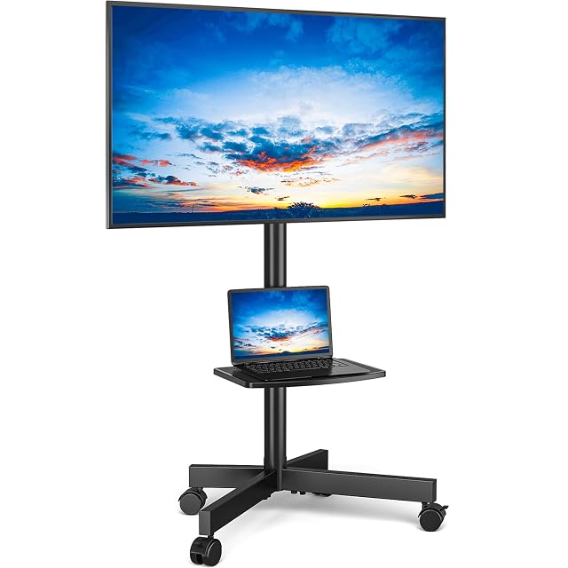 Rfiver Mobile TV Stand for 23-60 Inch LCD LED Flat Curved Panel Screen TVs up to 88 lbs