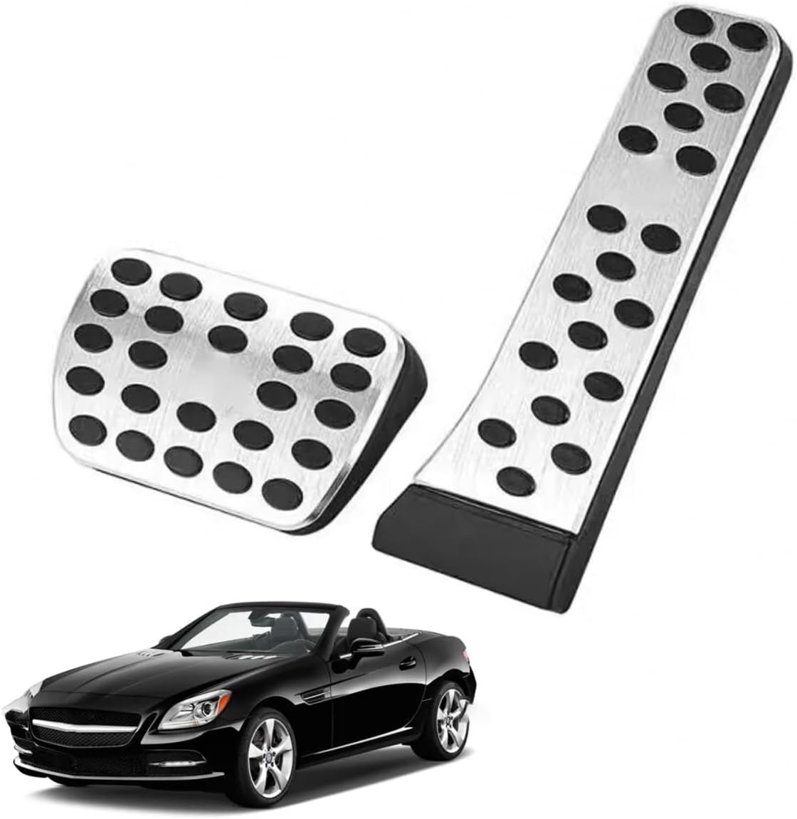 Car Pedal Covers for Mercedes-Benz SLK-Class 2012 2013 2014 2015 2016, Auto Aluminum Gas Pedal Covers Accessories Replacement, Non-Slip Accelerator Brake Foot Rest Pedals(Set of 2)