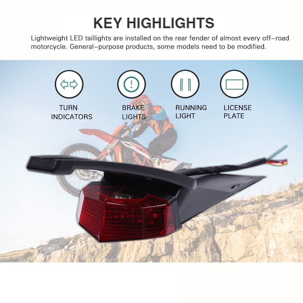 KEEPDSGN Universal LED Rear Fender Brake Tail Light With Turn Signals & License Plate Light – Black Housing / Smoke Lens