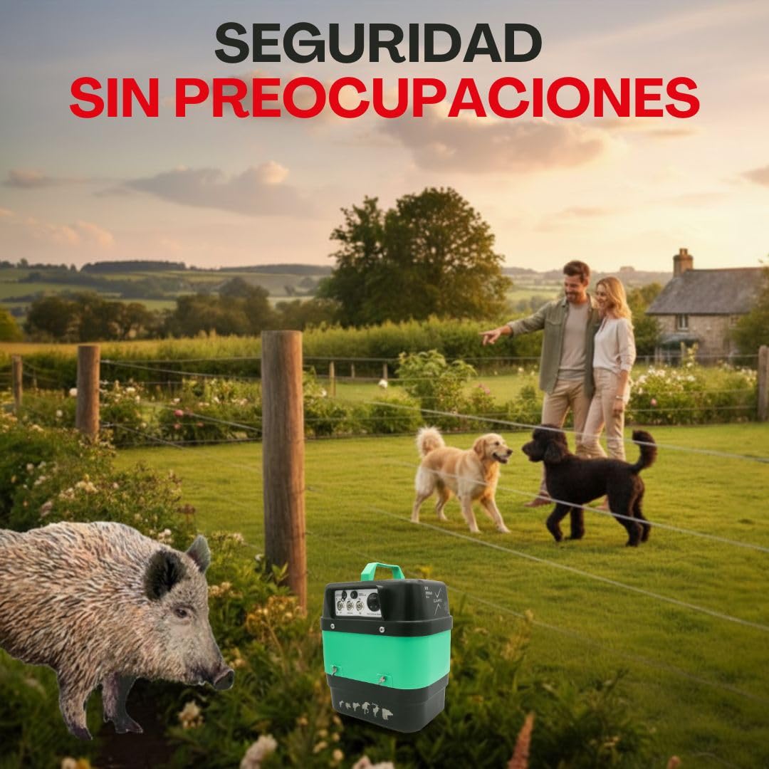 Pastor Eléctrico Crepuscular Llampec Mod.50 – 6,3 J, 10.000 V y 75 km de Alcance – Especial Antijabalí con Sensor de Luz – Ideal para Ganado y Fauna Salvaje – Fabricado en España