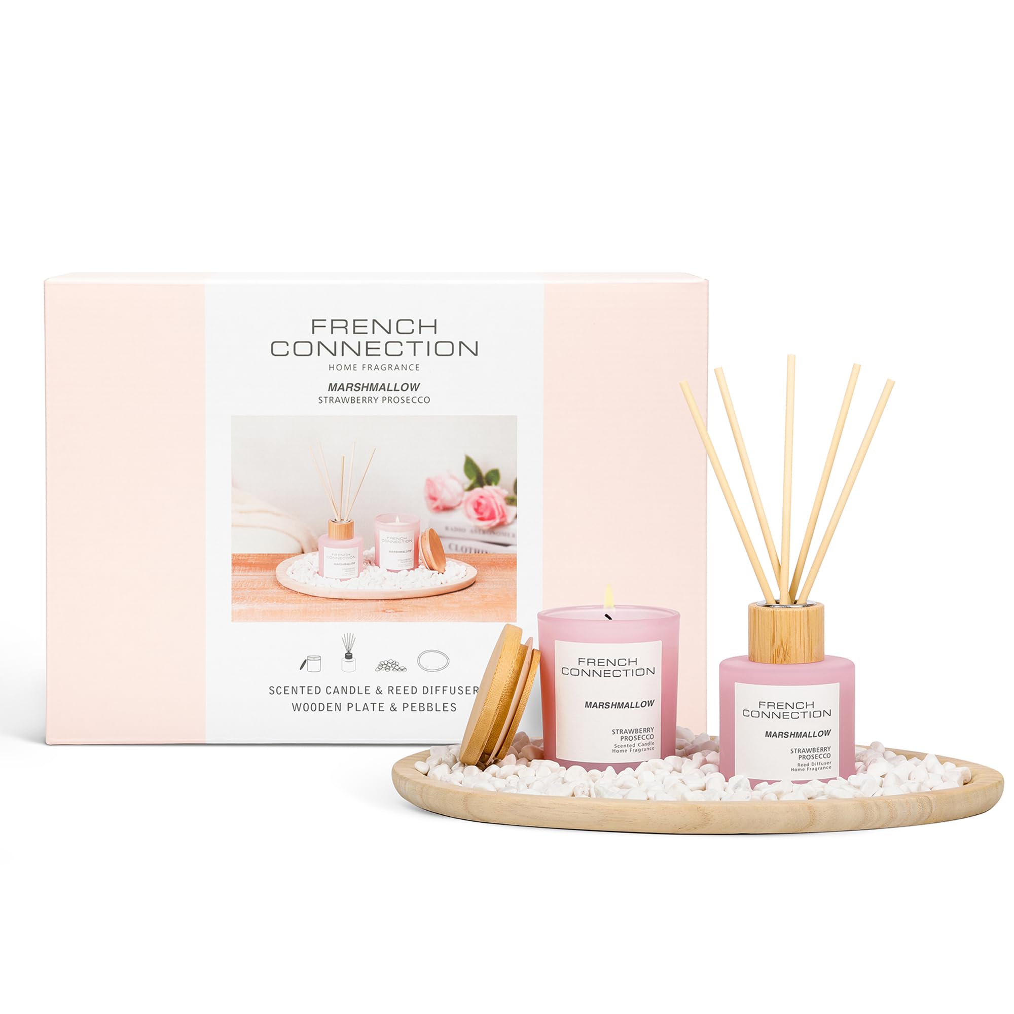 French Connection Marshmallow Diffuser and Scented Candle 2 Piece Gift Set