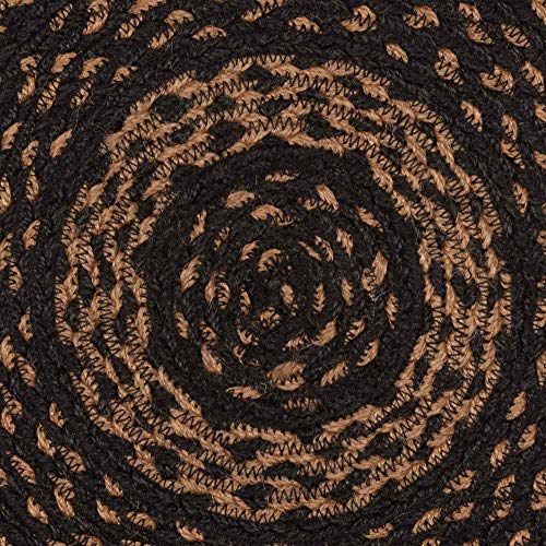 Vhc Brands 22 Farmhouse Primitive Jute Black Textured Striped Oval Table Runner 13 Inchx36 Inch thumb #1