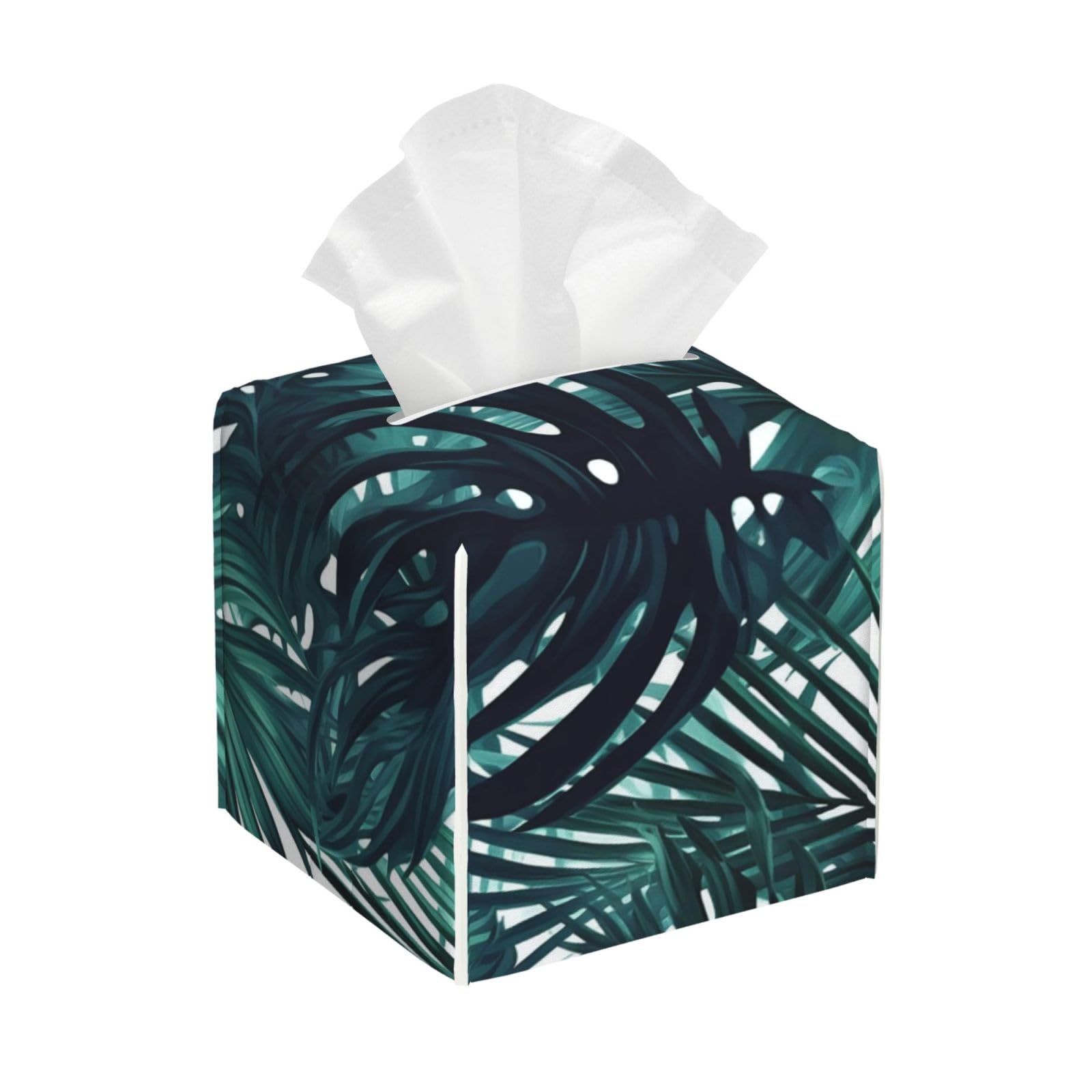 Tropical Palm Leaves Tissue Box Cover Square Cube Boxes