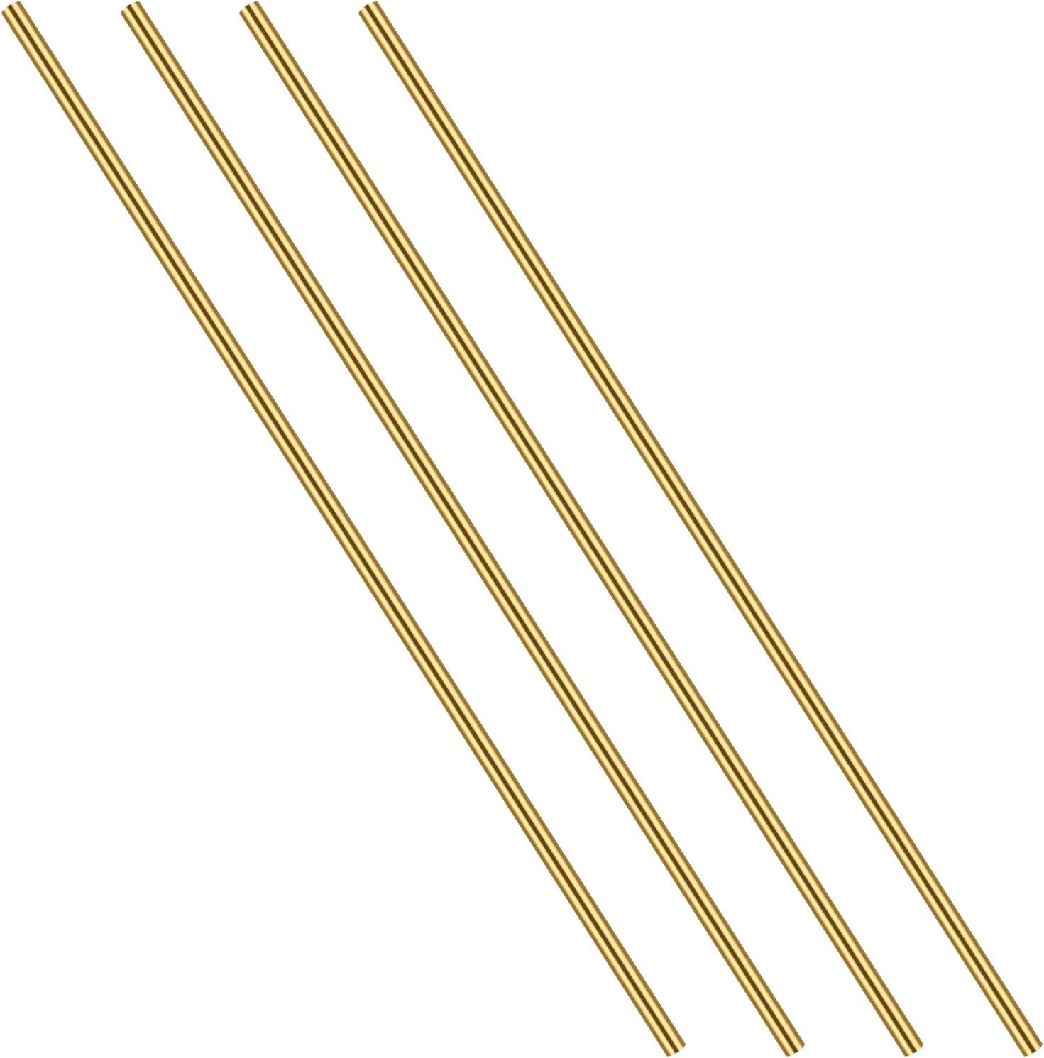 1/4 Inch Brass Round Rod, 4PCS Brass Round Rods Lathe Bar Stock, 1/4 Inch in Diameter 14 Inches in Length