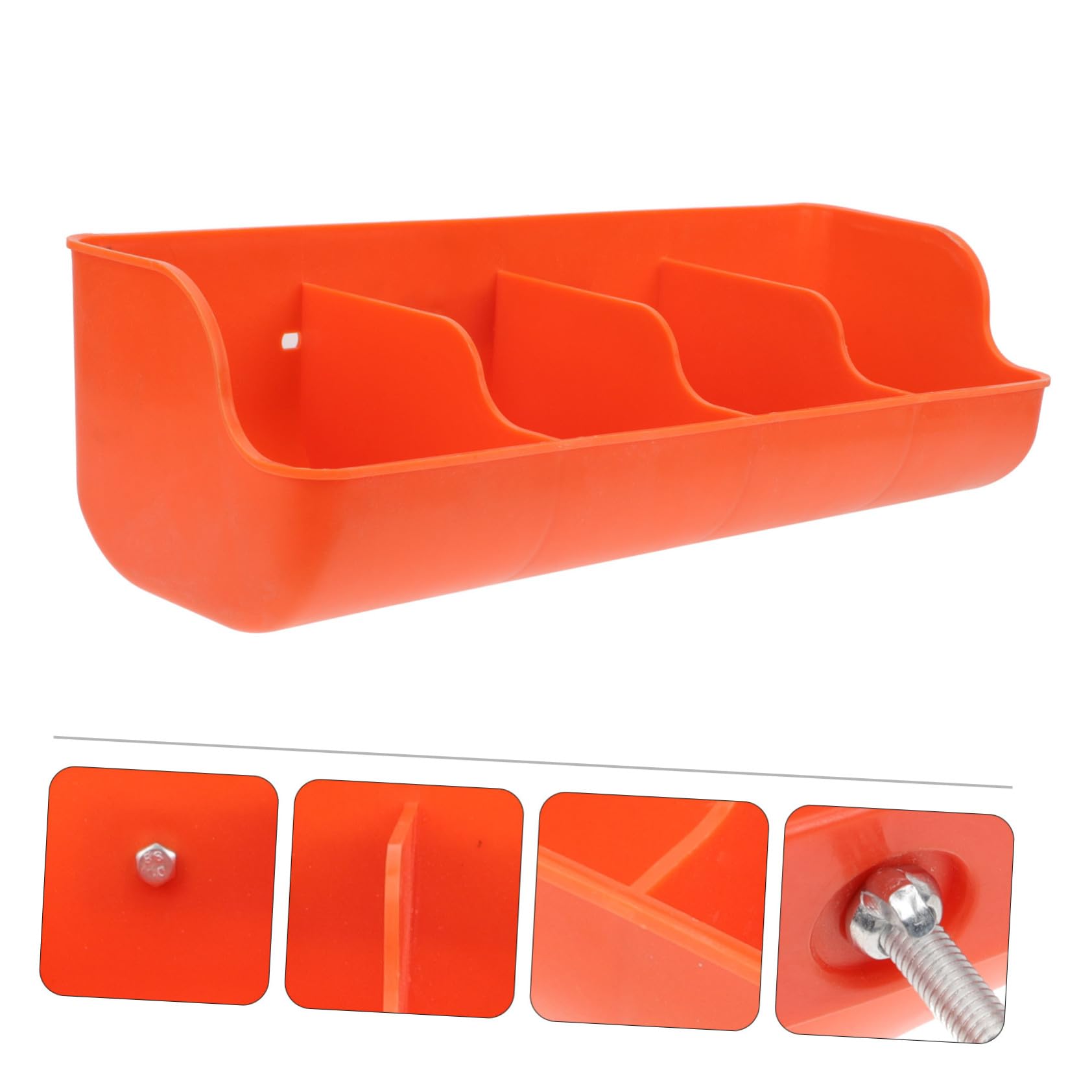 Alasum Mangiatoia per Suini in Plastica Pp 4 Scomparti Arancione, Facile da Pulire e Previene la Dispersione del Cibo per Allevamenti Suini Efficienti Stile Casuale