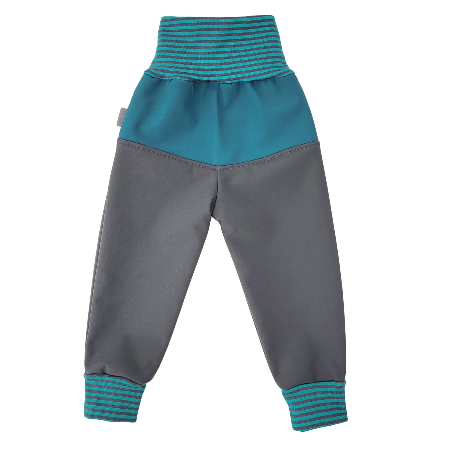 Lilakind“ Baby Kinder Softshell Pumphose Matschhose Regenhose Dunkelgrau Petrol Gestreift Gr. 68-146 - Made in Germany