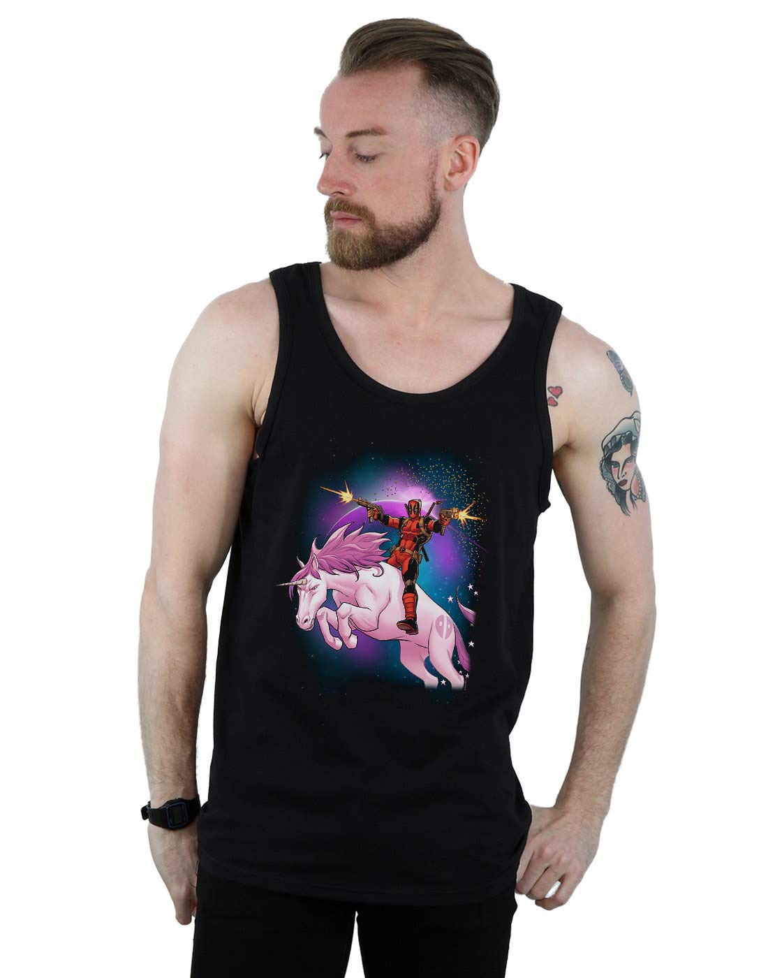 Marvel Men's Deadpool Space Unicorn Vest Black Medium