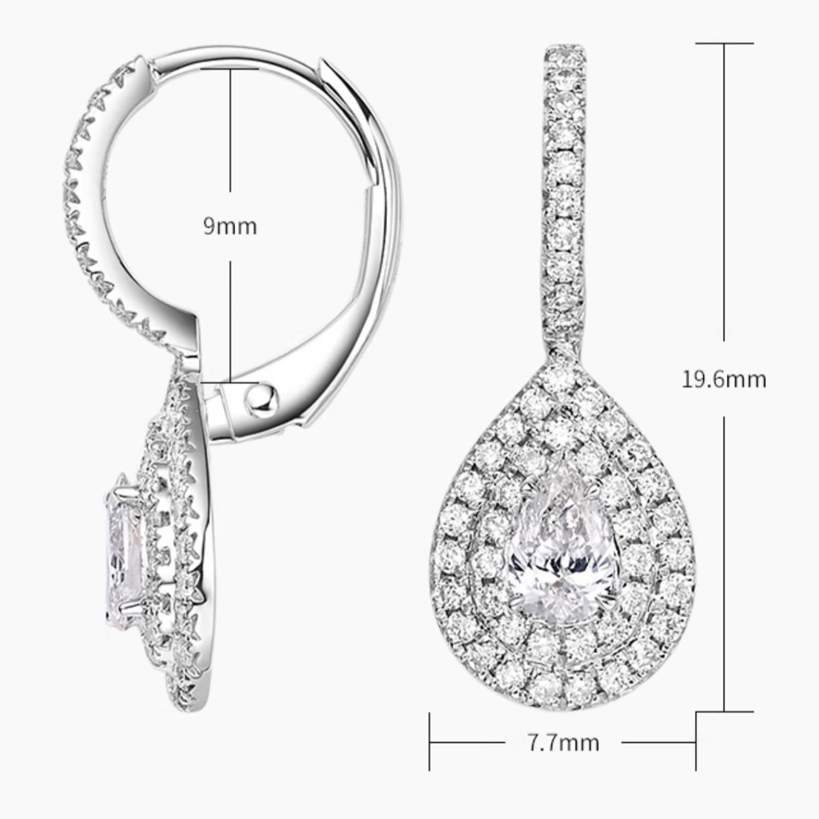 Epinki Prawdziwa biżuteria Creole Hoop 9K/14K/18K białe złoto, łzy damskie kolczyki z laboratorium diamentowe szlif kropli, kolczyki złote Au750/ 585/375,, 14-karatowe białe złoto (585), Laboratorium