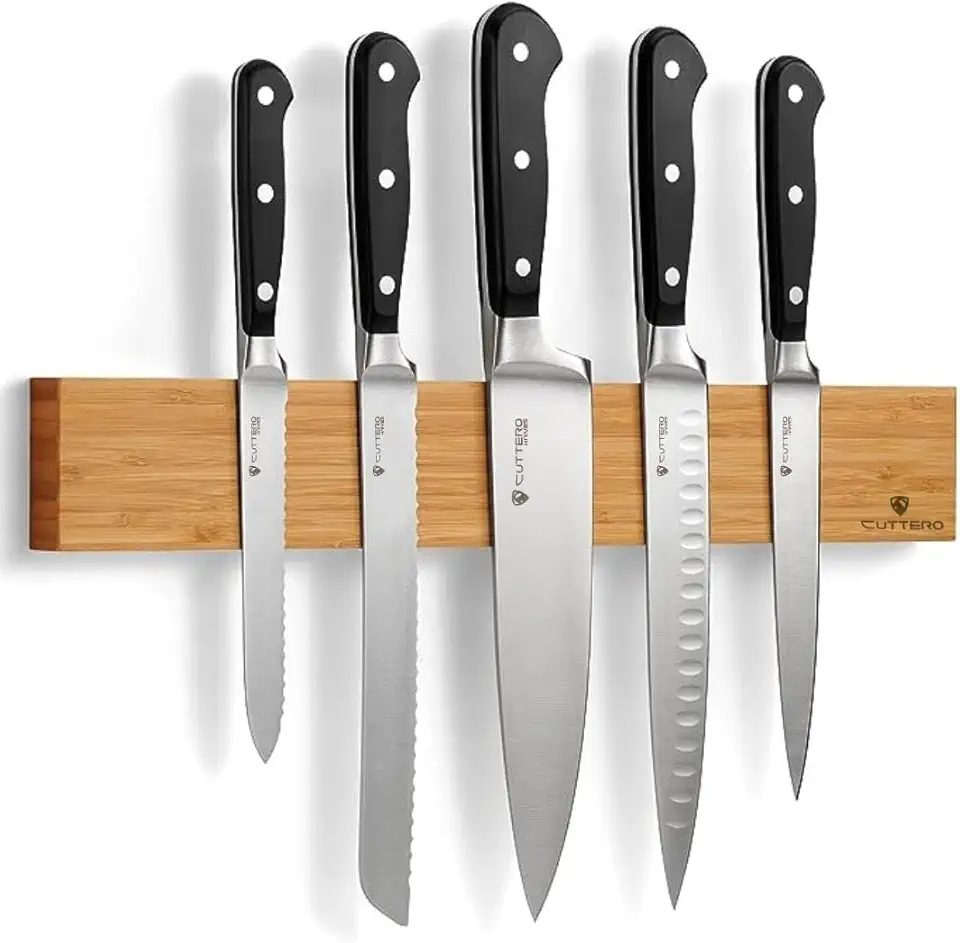 Barra Magnética para Facas Bamboo 40cm, Ima para Parede, Porta Facas, Porta Facas de Cozinha, Porta Faca, Suporte para Facas de Cozinha