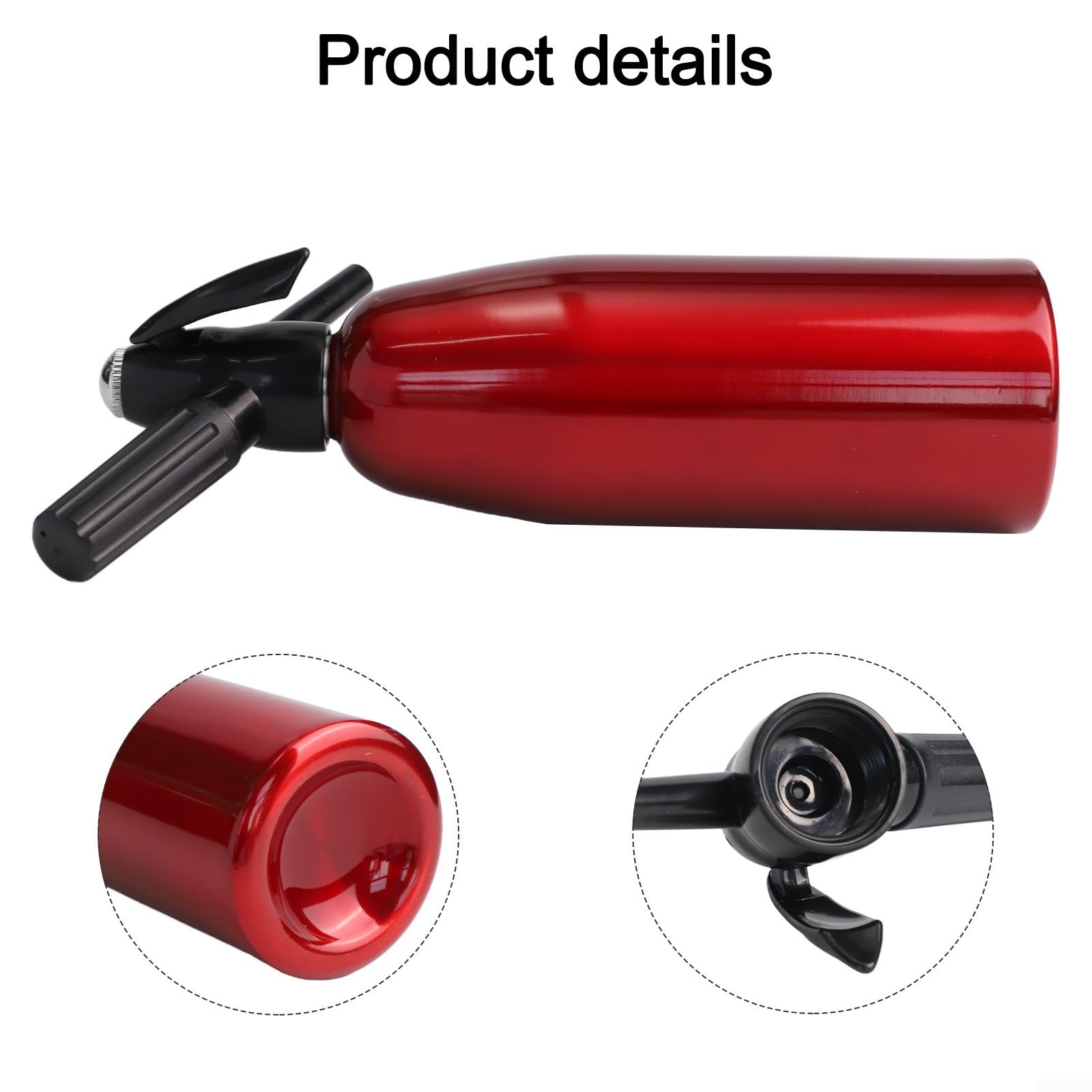 Sifón Carbonatador de Agua para Hogar Refrescos y Cócteles Efervescentes - Estructura Robusta de Aluminio 33cm (Red)