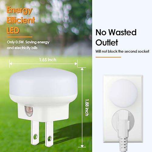 Miniatura 5 de FOLKSMATE Paquete de 8 luces LED nocturnas, enchufables con sensor de luz del atardecer al amanecer, luz nocturna inteligente de encendidoapagado