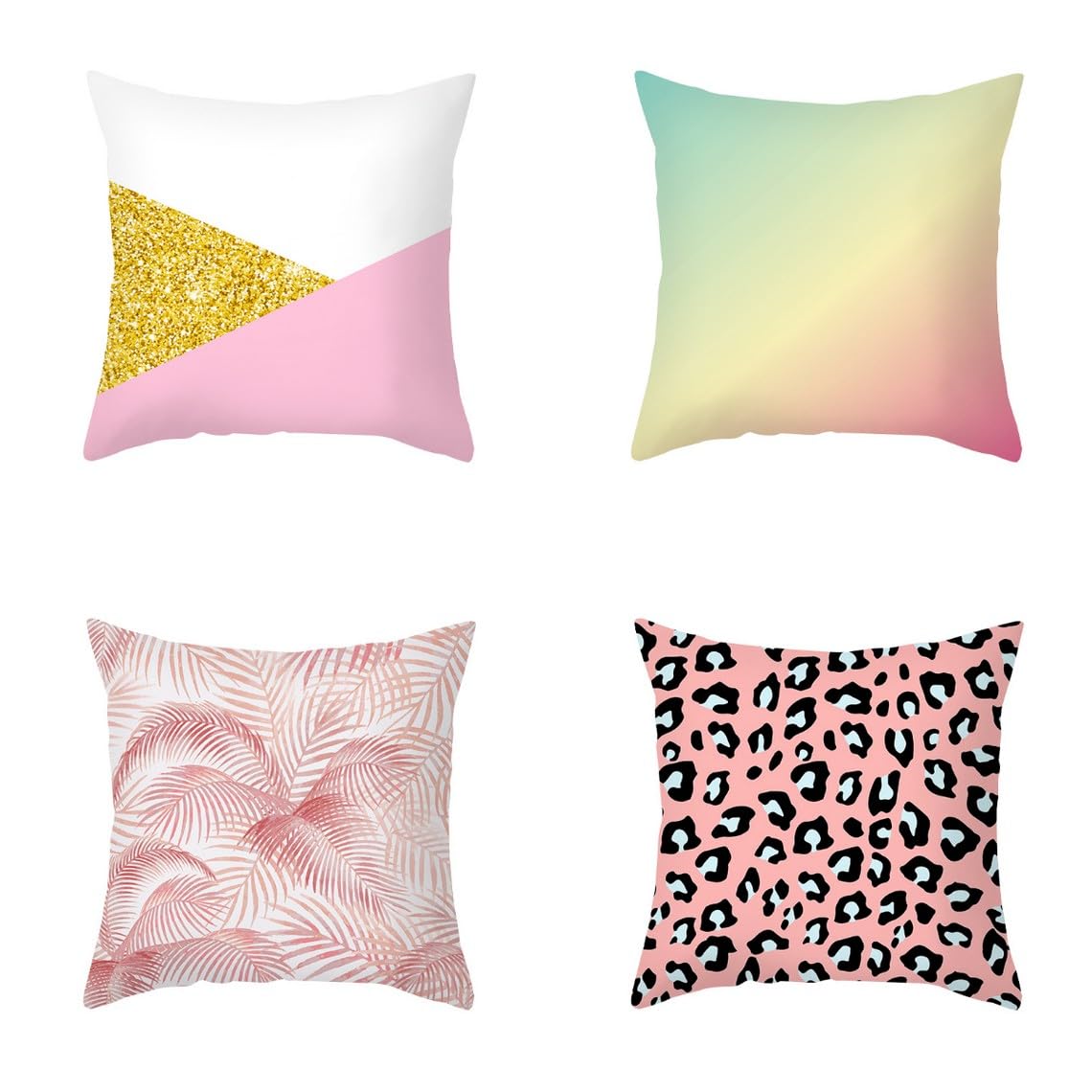 Chenlane Silk Pillow Cover Nature Cushion Cases Standard Size, Pink Covers Zippered Queen Dinette Booth Private Customisation 40x40 cm, 4Pcs