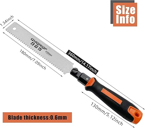 Miniatura 5 de Sierra de mano japonesa, sierra de corte al ras de 7 pulgadas, sierra de tracción de doble borde para carpintería (naranja)