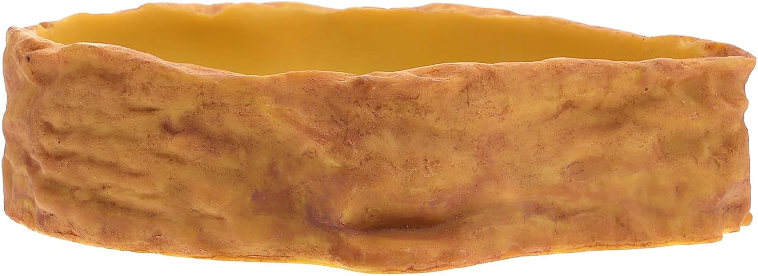 Luxshiny Simulation Rock Reptile Food Bowl and Deep Resin Water Basin for Tortoise Lizard Snake Terrarium Feeding and Bathing Supplies