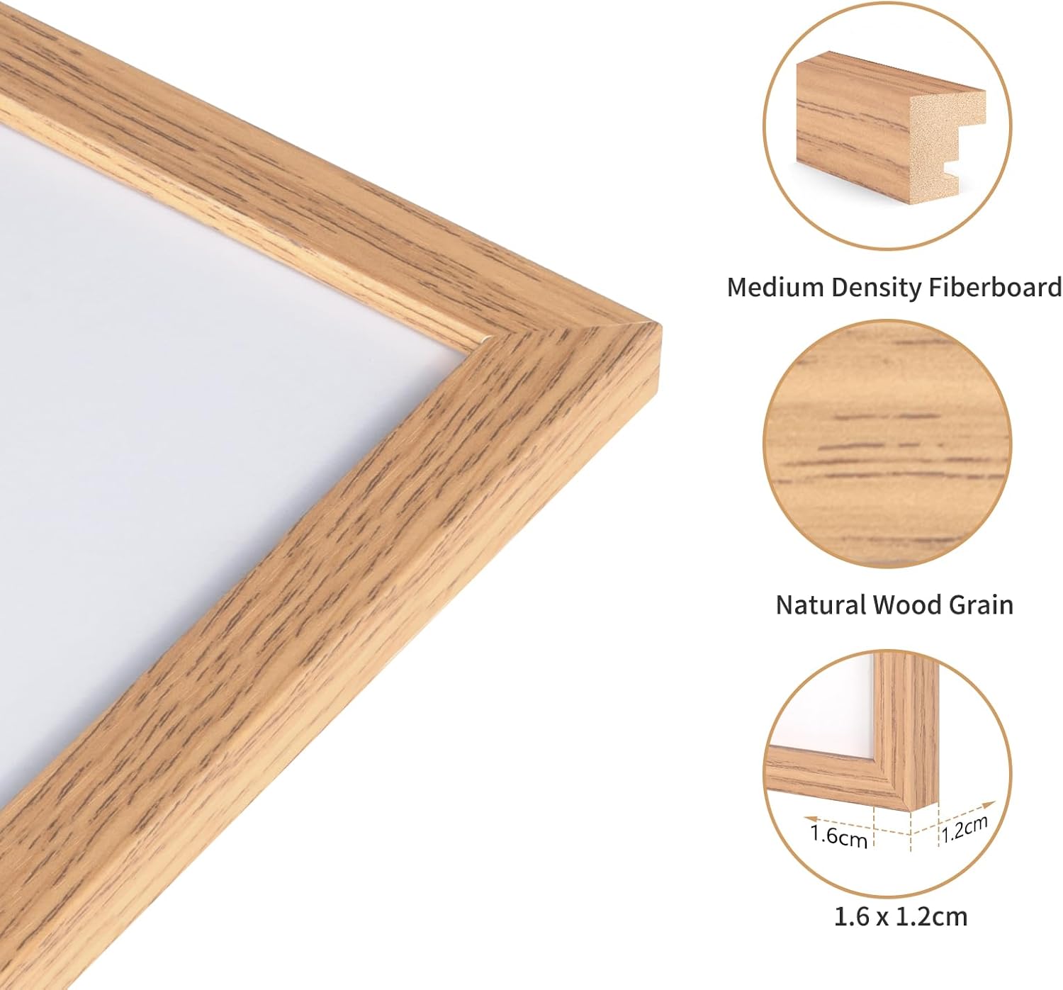 ATOBART 11x14 Picture Frame Set of 3, Light Wood Grain Photo Frame for Wall Mounting Horizontal or Vertical, Fits 8x10 with Mat or 11x14 without Mat, Features Clear Plexiglass Front