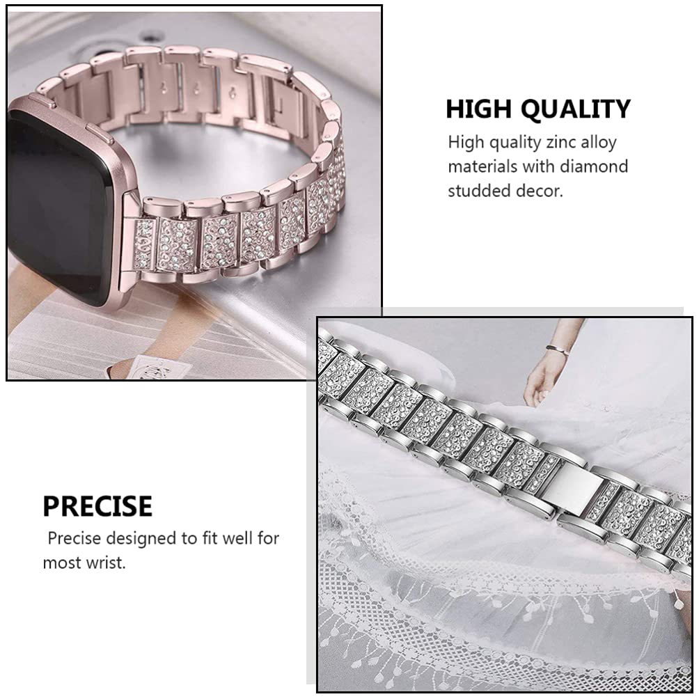 ibasenice Cinturino da Polso con Diamanti per 3, Set da 2 Pezzi in Lega di Zinco Resistente All’usura e Alte Temperature, Cinturini Ricambio Eleganti per Uomo e Donna, Decorativi Rosa