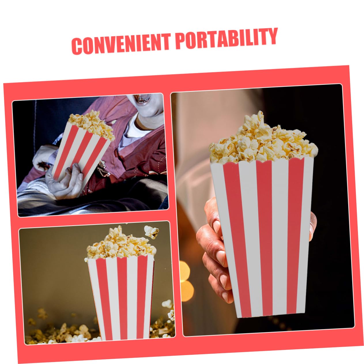 Alipis 50stücke Stk Einweg-popcorn-eimer für Kinobesuche Rot-weiß Gestreifte Popcorn-papierboxen für Snacks Einweg-kino-popcorn-becher