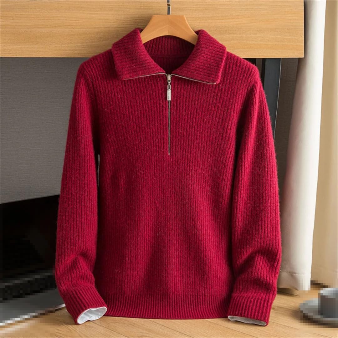 Vogrtcc Suéter De Cachemira con Solapa Y Cremallera De Invierno para Hombre Talla Grande