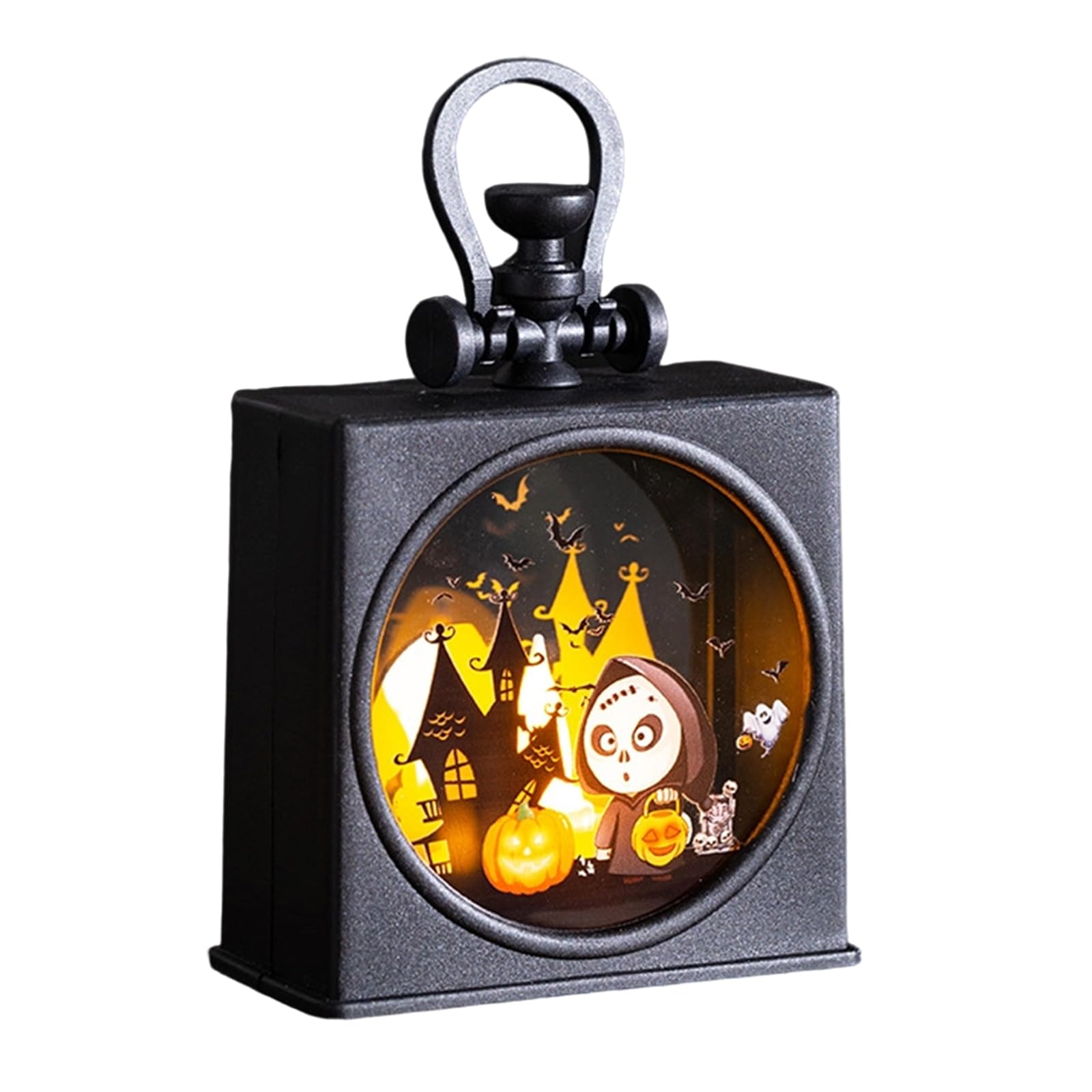 DRTLPMB Halloween Decorative with Warm Light Display, Black Compact Tabletop Decor with Top Loop for Party Entryway Shelf Halloween Decor Lighted Decoration Tabletop Seasonal Window Party Warm