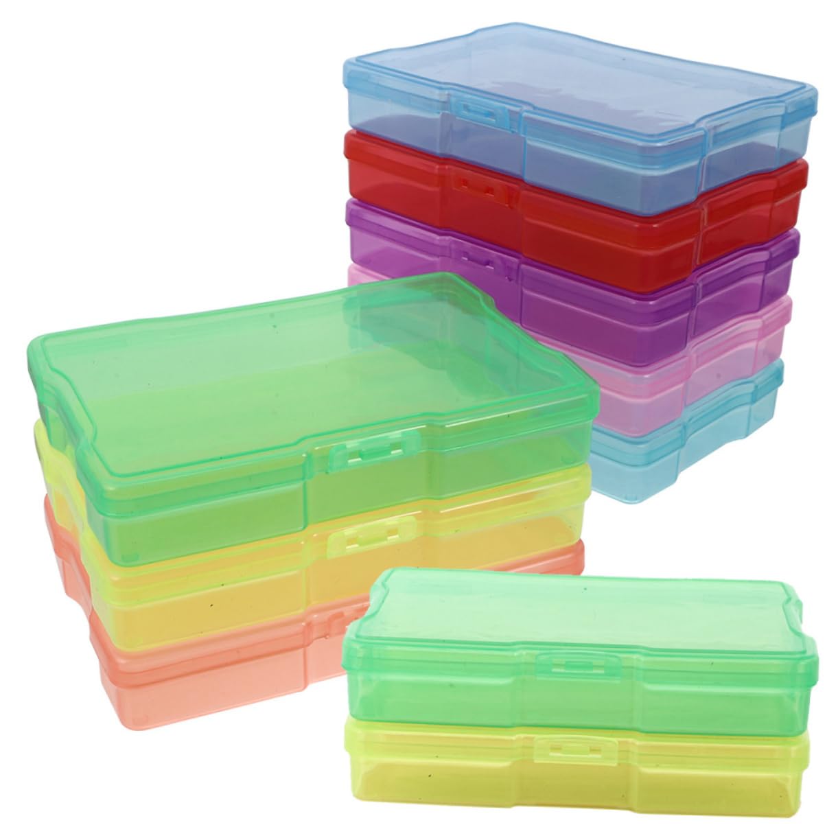 Housoutil Boîtes de Rangement en Plastique Amovibles Lot de 10 Couleur Aléatoire Design Simple et Généreux pour Photos et Cartes Postales pour Bureau ou Étagère