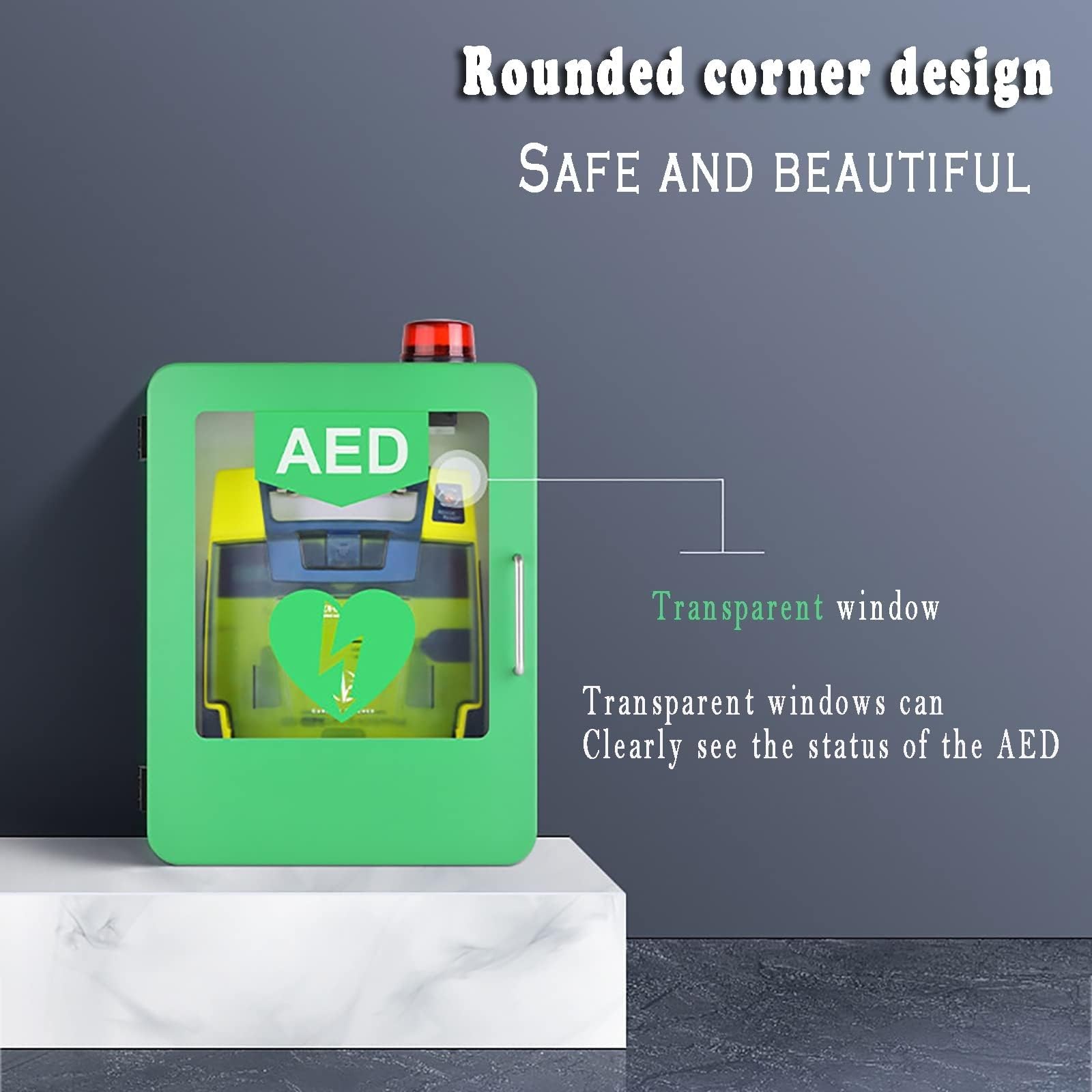 Cassetta DAE Armadietto Di Stoccaggio For Defibrillatore DAE Montato A Parete, Scatola Di Allarme For Defibrillazione Cardiaca In Plastica Con Sistema Di Allarme
