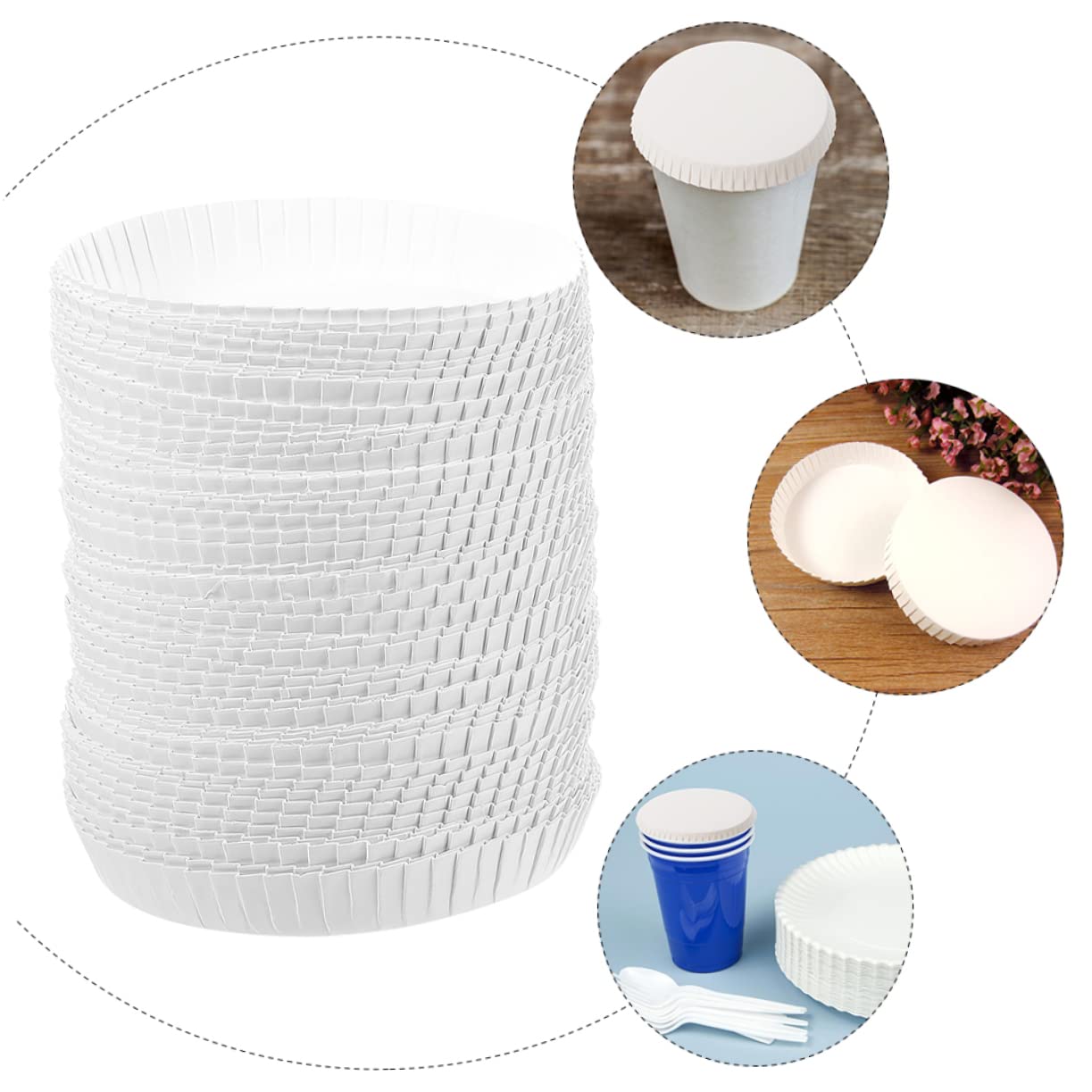 Cabilock 100 Pièces Couvercle de gobelet en papier jetable Accessoires pour boissons en buvant chaudes couvre-gobelets couvercles de gobelets en papier blanche