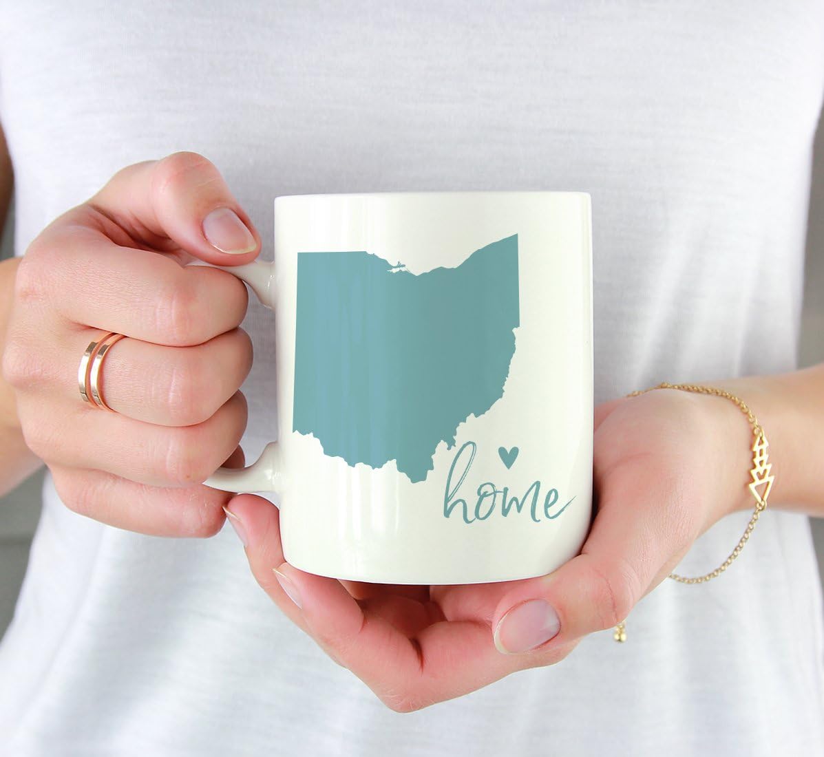Andaz Press 11oz. US State Coffee Mug Gift, Aqua Home Heart, Ohio, 1-Pack, Unique Hostess Distance Moving Away Christmas Birthday Gifts for Her