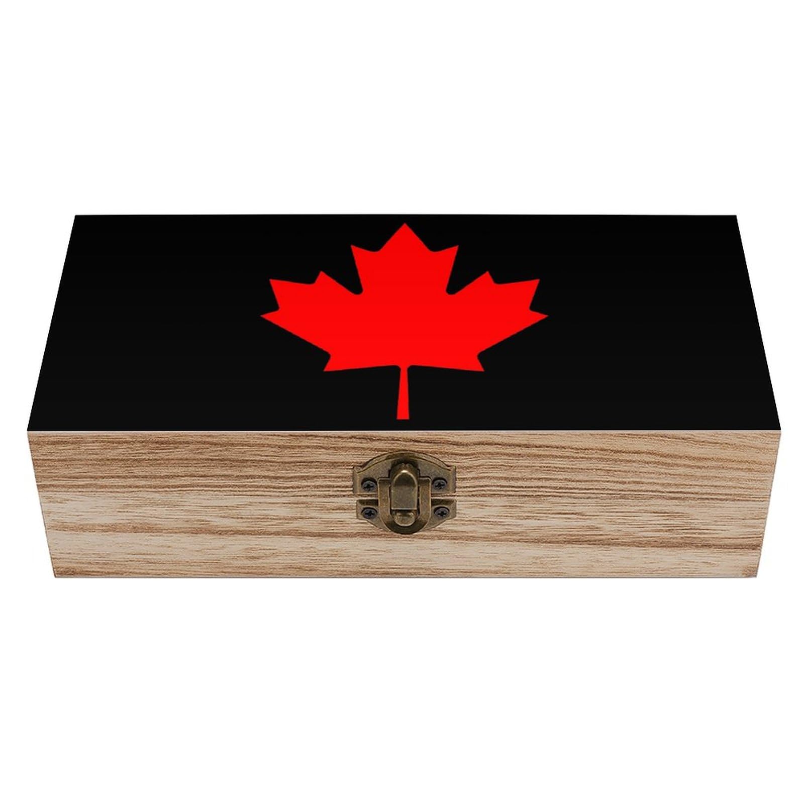 Smazdfxx As Pic Canada Flag Wooden Jewelry Box With Hinged Lid Keepsake Fashion Treasure Chest Boxes Craft Stash Boxes