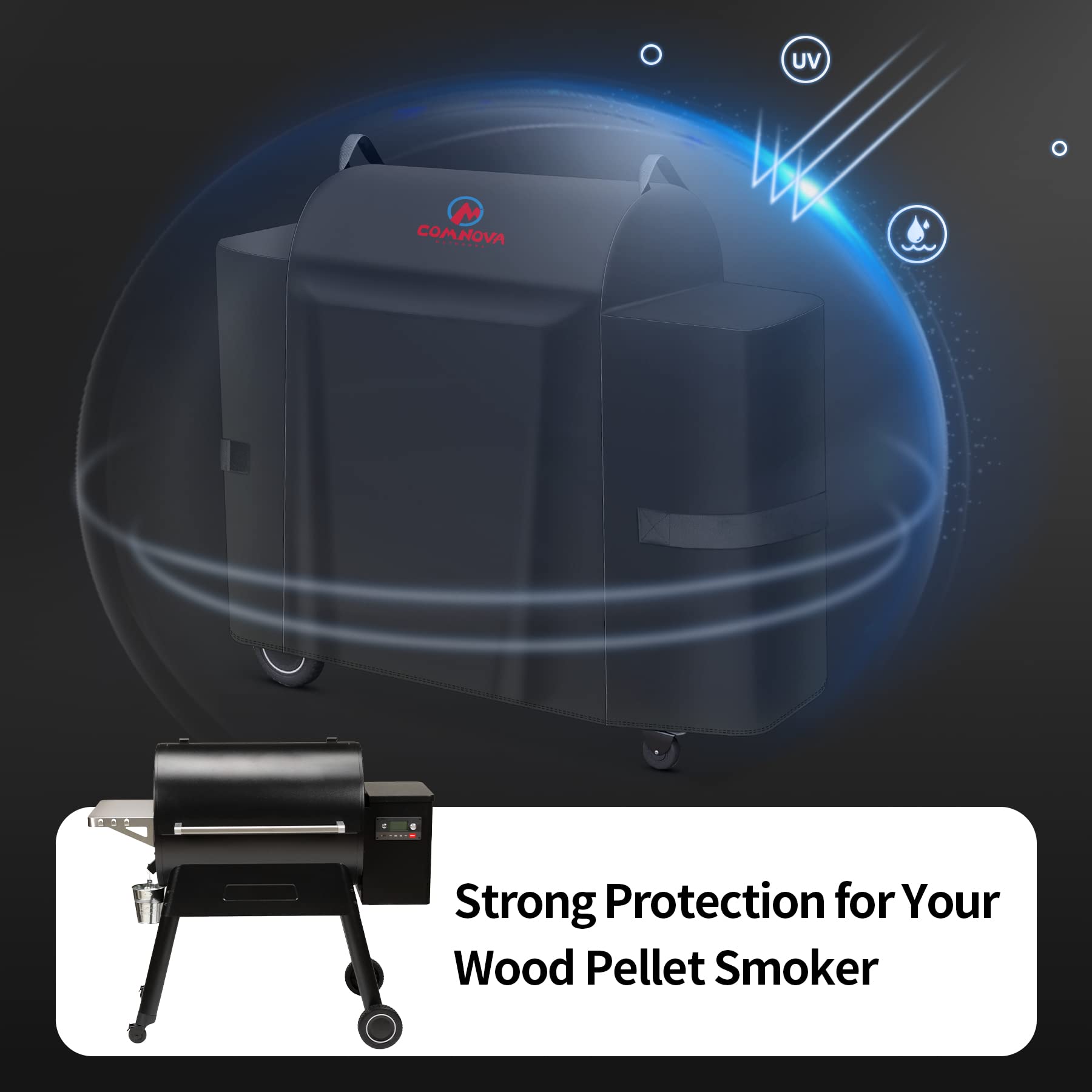 Comnova Pokrowiec do grilla Traeger Ironwood 885-600D pokrowiec na wędzarnię pelletu drzewnego Traeger, wodoodporny i wytrzymały, wysokiej jakości pokrowiec na grilla na pellet, akcesoria do grilla