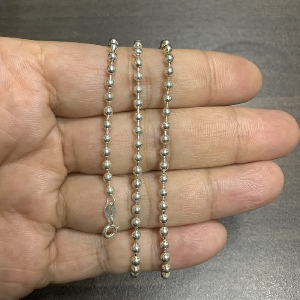 Collar de cadena de bolas brillante puro para hombre y mujer, joyería unisex con cuentas redondas sólidas s925, regalo