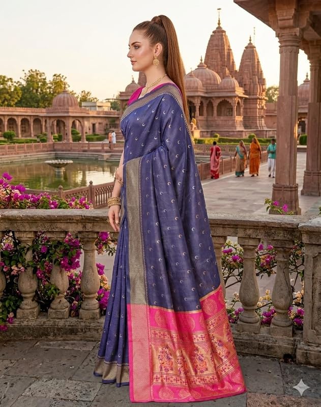 Sari banarasi de seda con blusa a medida para invitadas 2