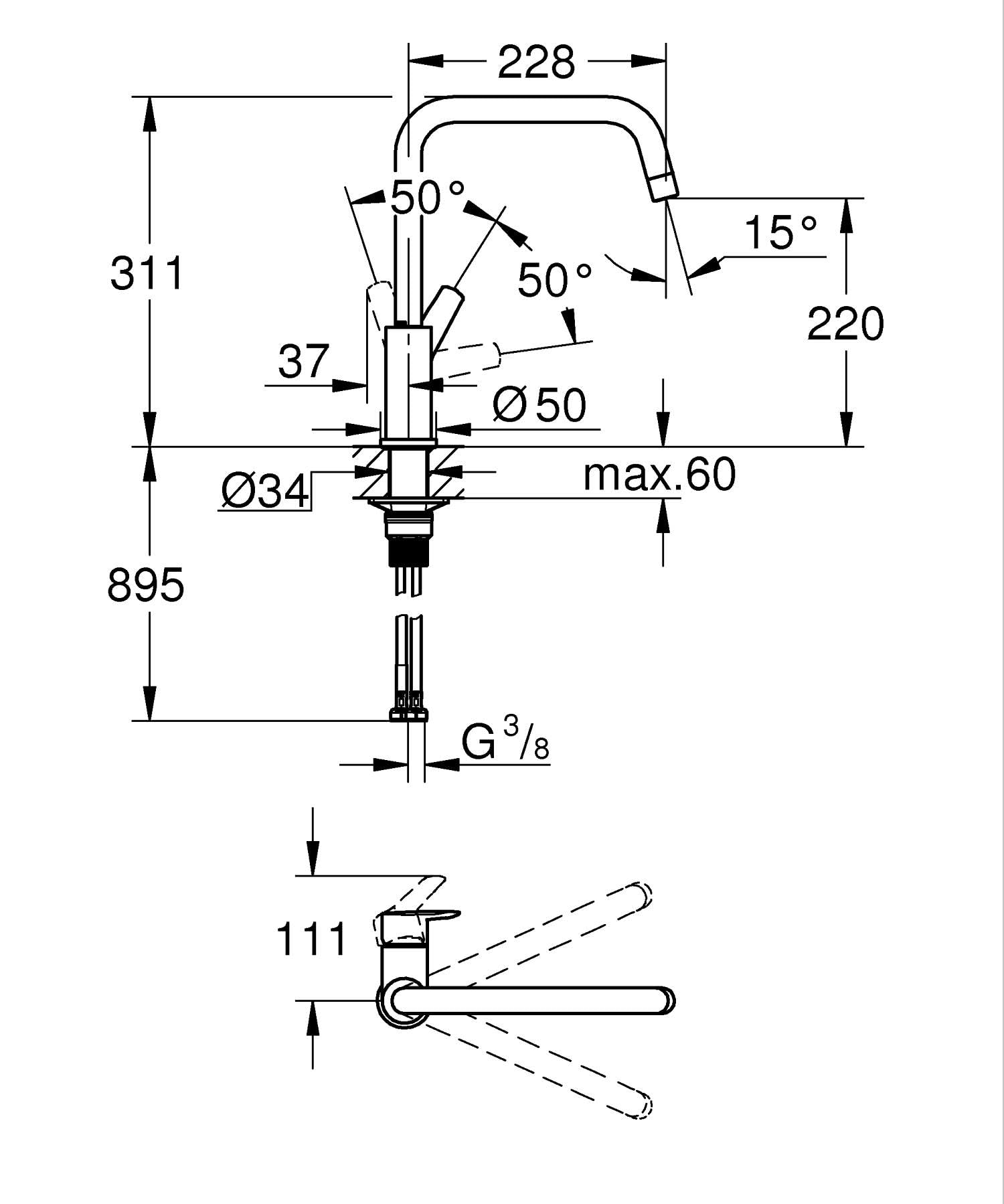 Grohe Start Rubinetto Miscelatore monocomando per lavello, 30630000