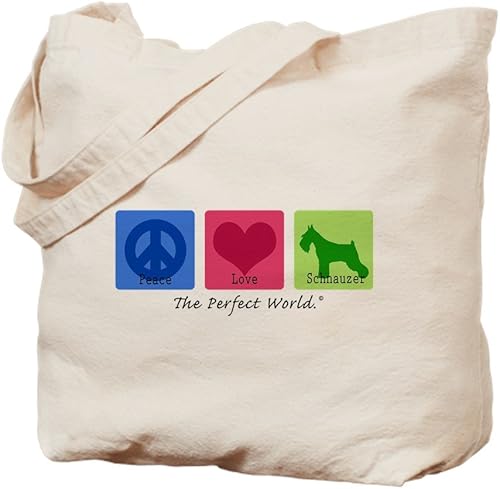 CafePress Peace Love Schnauzer - Bolsa de lona natural bolsa de compras reutilizable