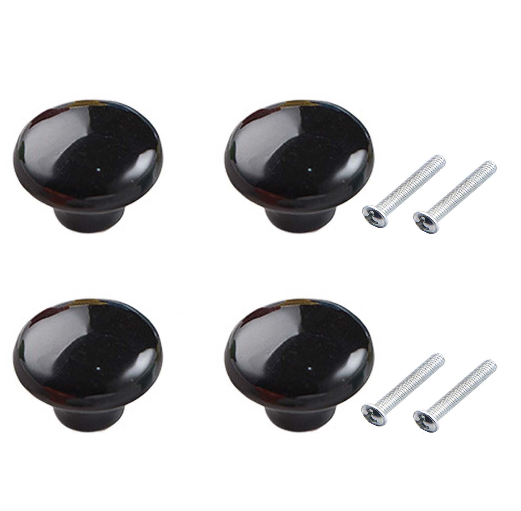Yesmin 4 Pcs Colored Ceramic Drawer Handles,Cute Cabinet Handles,Wardrobe Door Single Hole Handles,Bedroom,Living Room,Kitchen Furniture-Black
