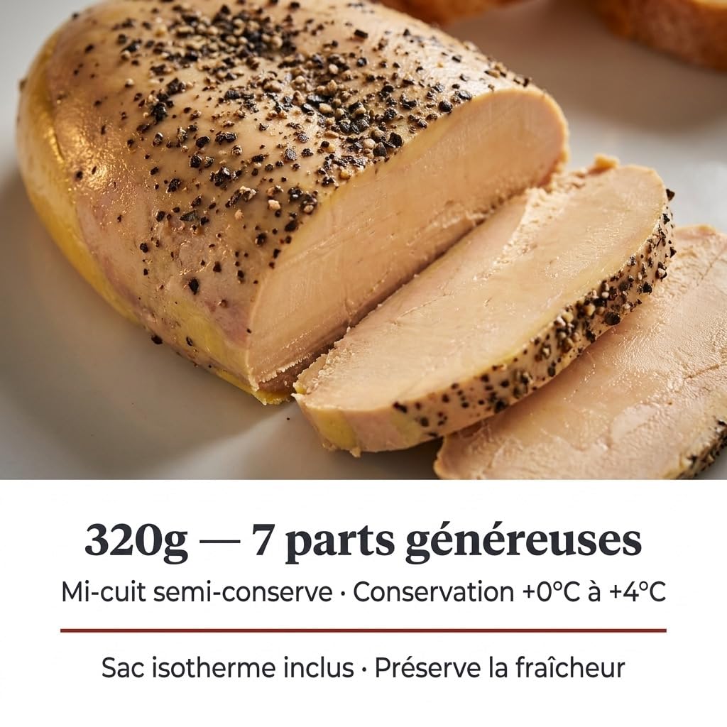 Lobe de Foie Gras de Canard Entier mi-cuit au Poivre Noir 320g