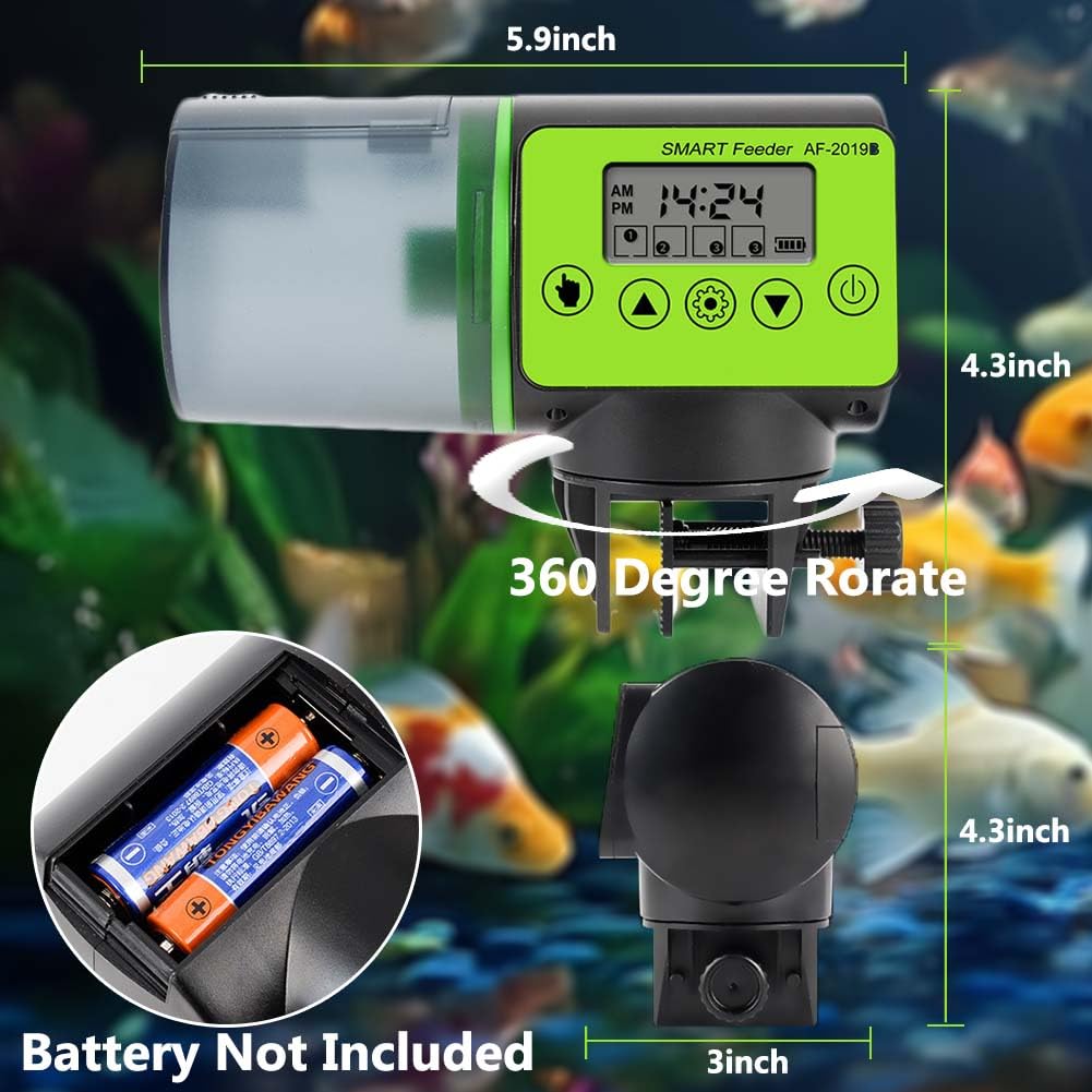 Distributeur automatique de nourriture pour poissons - 200 ml - Grande capacité - Avec affichage de minuterie - Pour petits aquariums et étangs