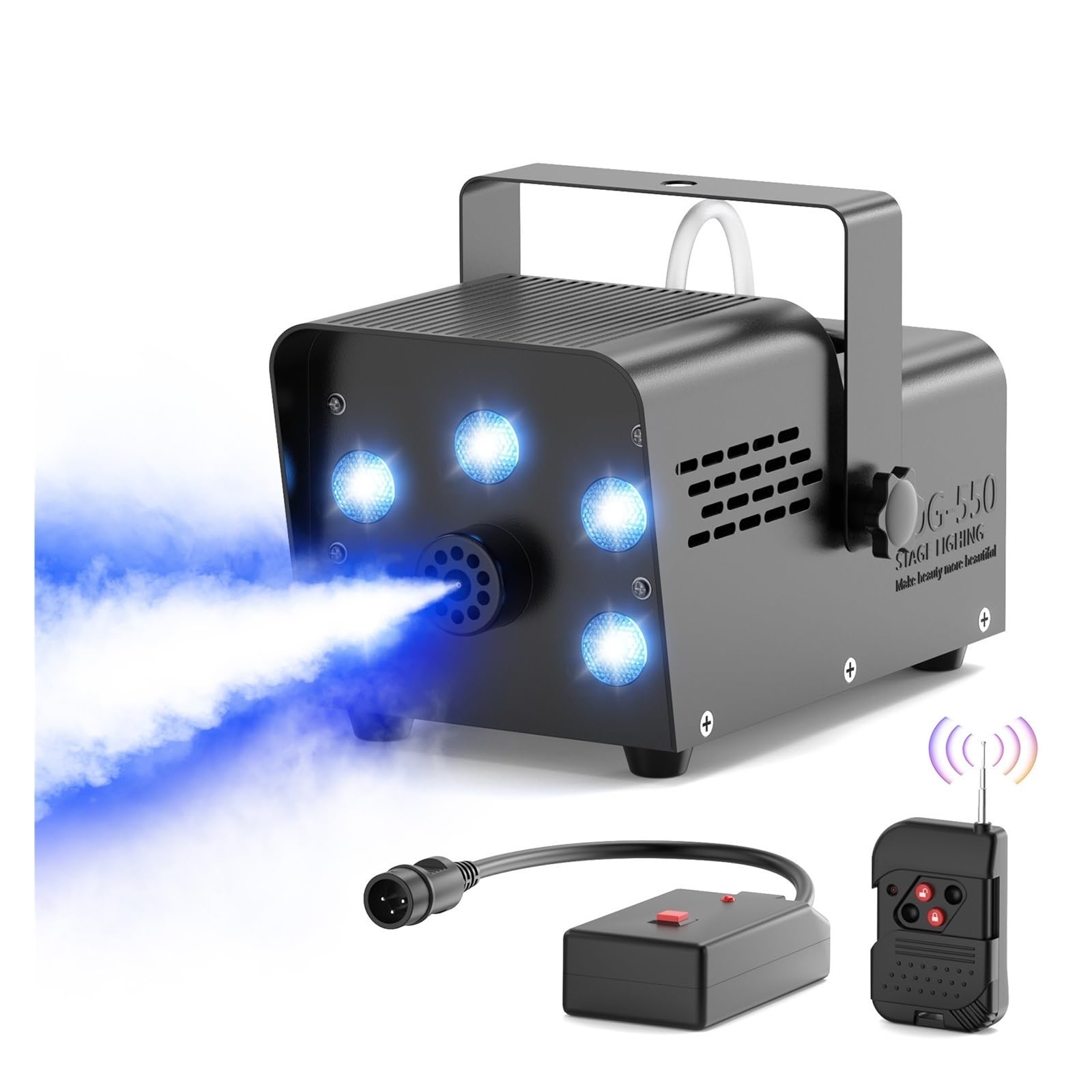 Macchina Del Fumo RGB Colorata Da 600 W Con 5 LED, Eiettore Di Nebbia, Effetto Palco, Attrezzatura For DJ For Matrimoni, Halloween E Spettacoli Risparmio Energetico Potente