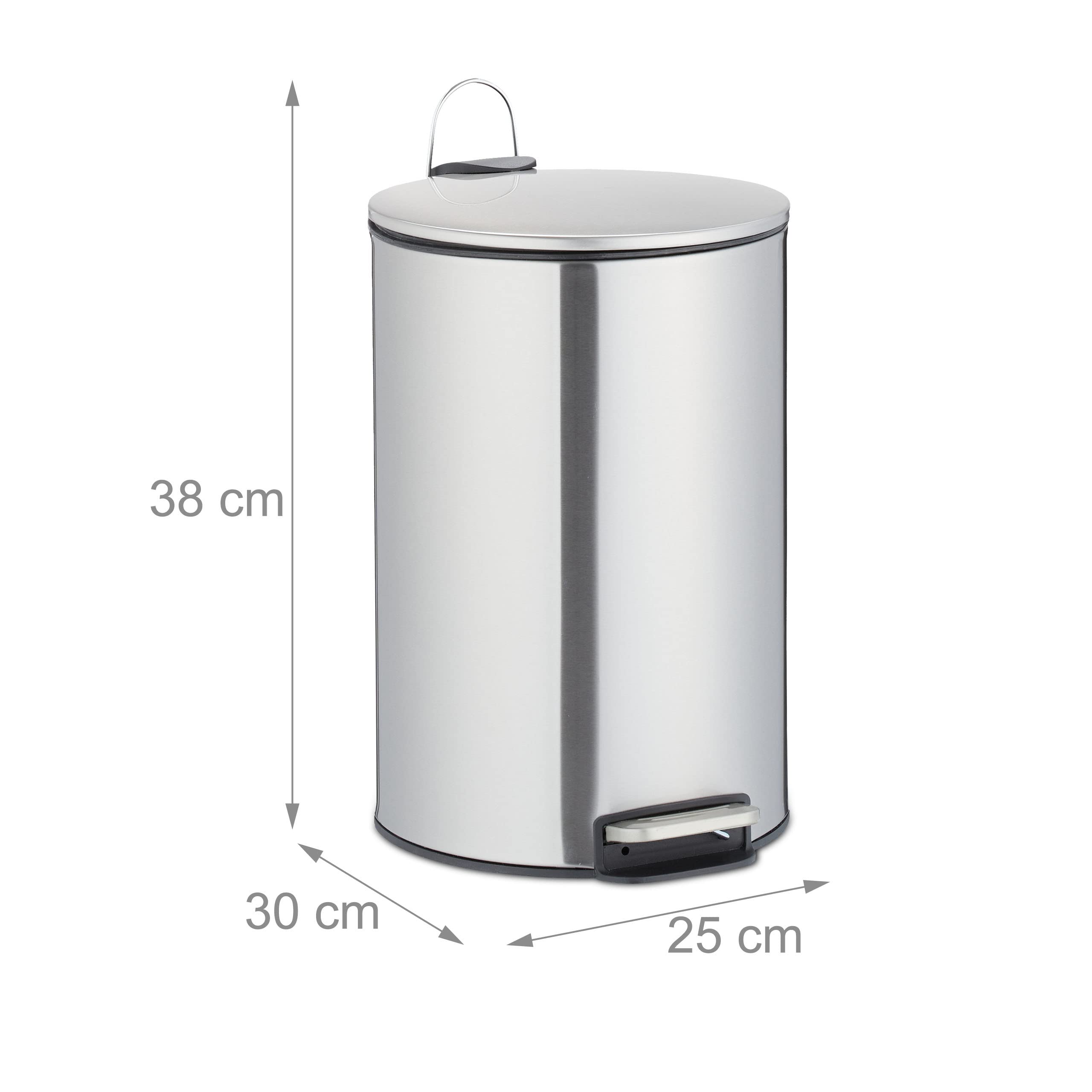 Relaxdays Cubo Basura 12 litros, Acero Inoxidable, Mecanismo Automático, Bote Interior Extraíble, Papelera Cocina, Plata