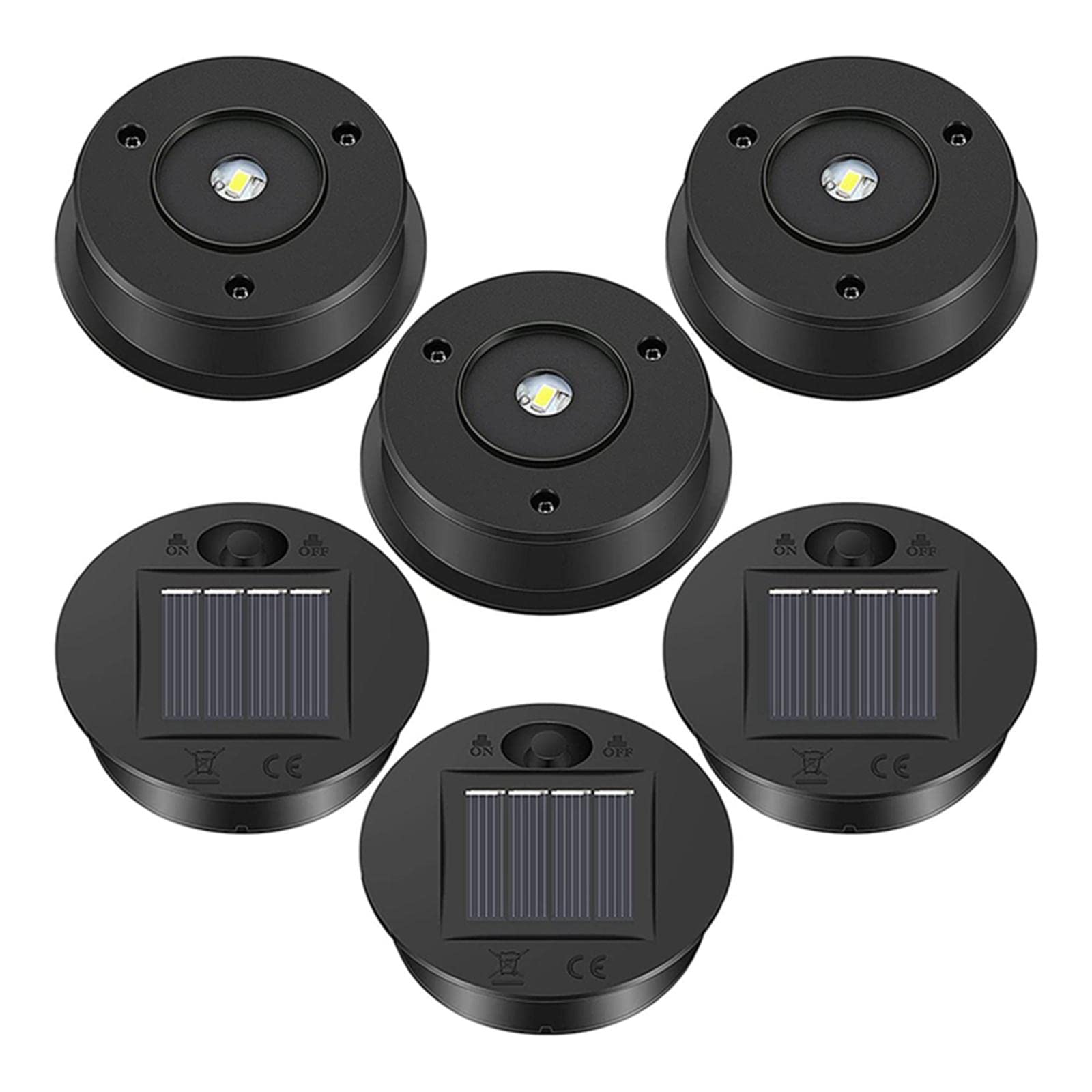 HpLive Pack of 6 Solar Lights Replacement Top with LED Bulbs Solar Panel Lantern Lid Lights Replacement Part Light Bulb Replacement Part for Outdoor Hanging Lanterns DIY Decor (8.5 cm)
